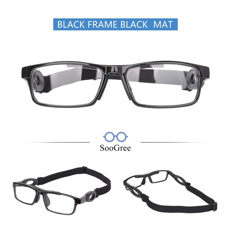 SooGree Sports Goggles Glasses for Men Womens,Sports Protective Eyewear Baseball Basketball Football Safaty Glasses,Anti Fog Shock Absorption with Adjustable Strap(Black frame black pad)
