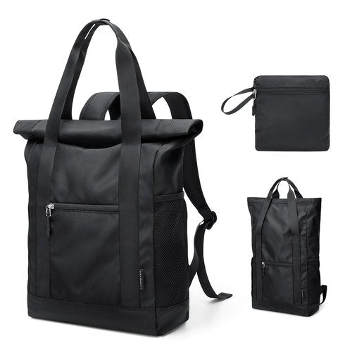 GOLF QUALITY Foldable Convertible Tote Backpack Lightweight Versatile Nylon Daypack for Women Men Work Leisure Travel,Black