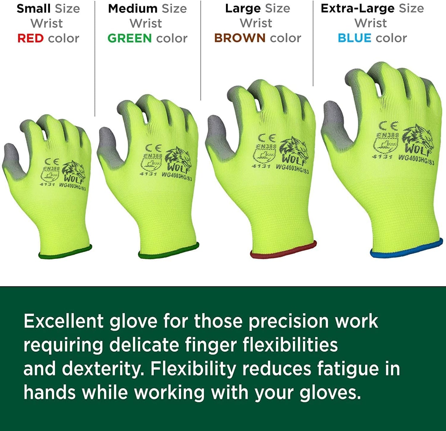 WOLF Work Gloves - Polyurethane Palm Coated Nylon for Construction & Gardening | Durable & Comfortable