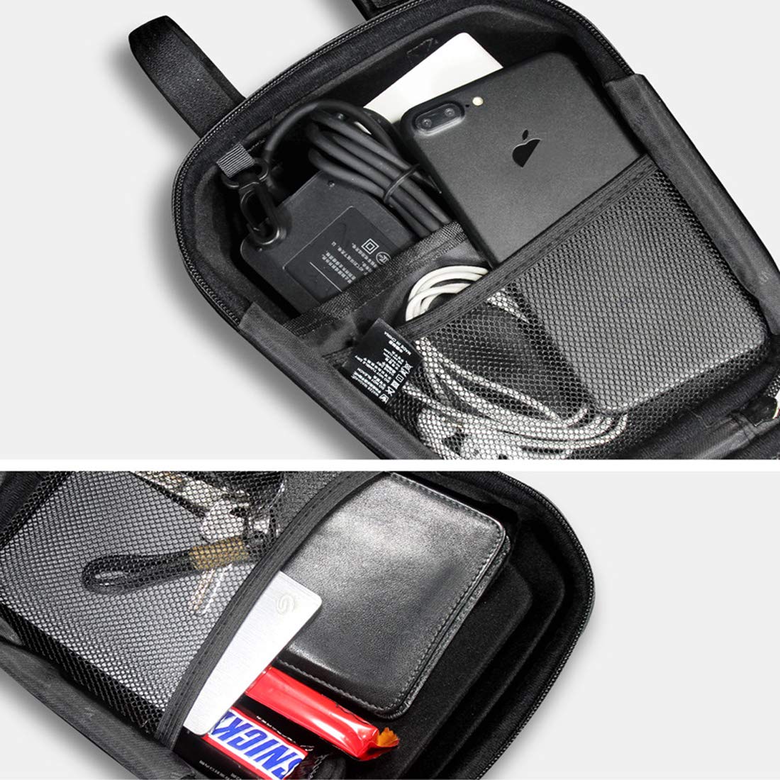 MOZOWO Scooter Storage Bag, Rainproof Electric Scooter Handlebar Bag, Hard Shell Front Bag Fit for Carrying Charger Tools, Repair Tools, 2.5L Large Capacity for Kick Scooters Folding Bikes