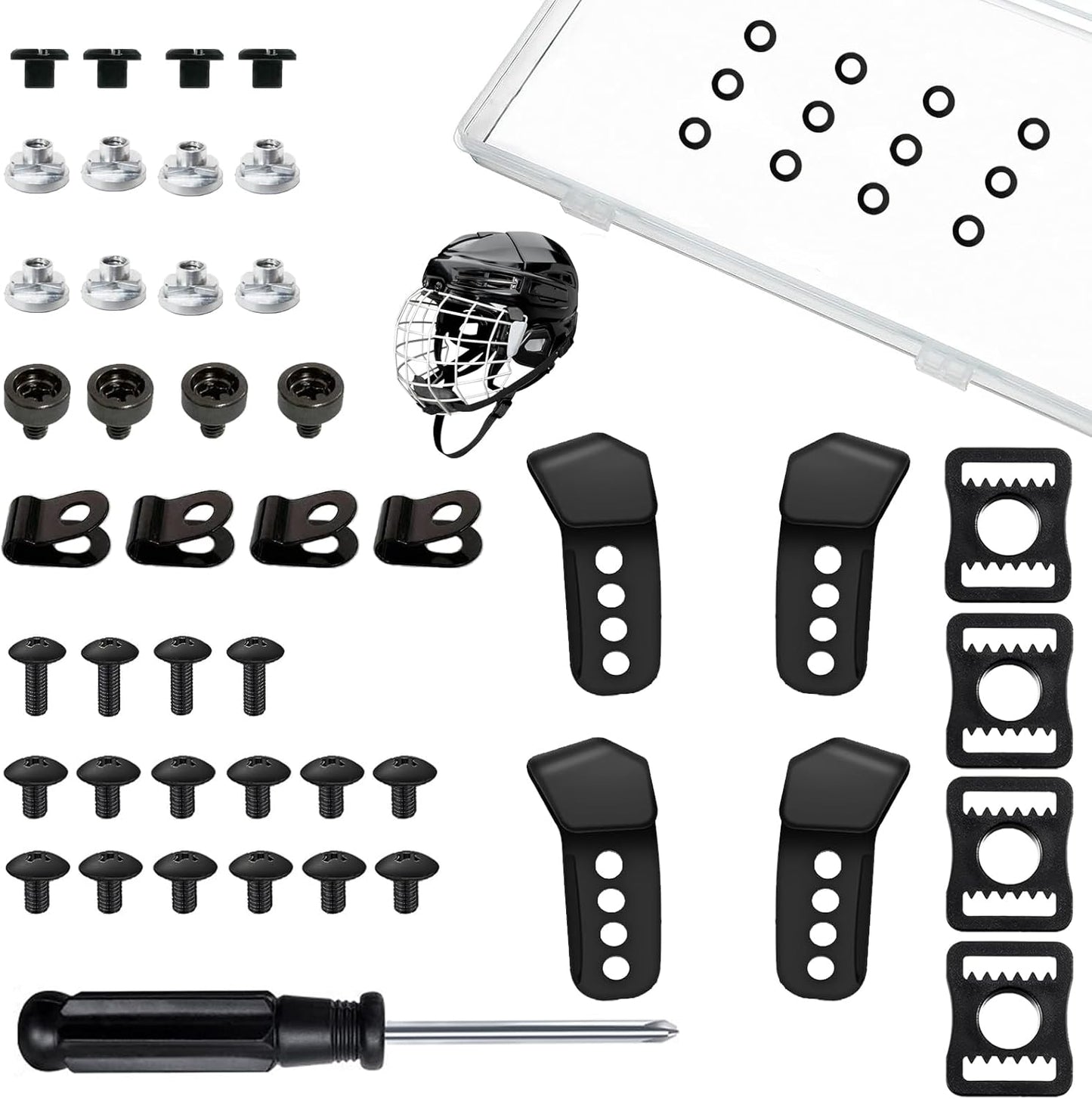 Skiennix Universal Hockey Helmet Repair Kit - Replacement Parts for Face Mask Cage | Includes J Clips & Bolts