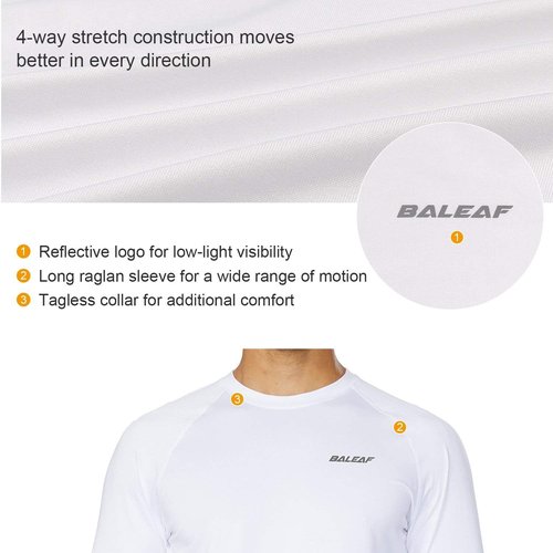 Baleaf Men's Long Sleeve Running Shirt - Quick Dry Athletic Tee for Workouts | Lightweight & Soft