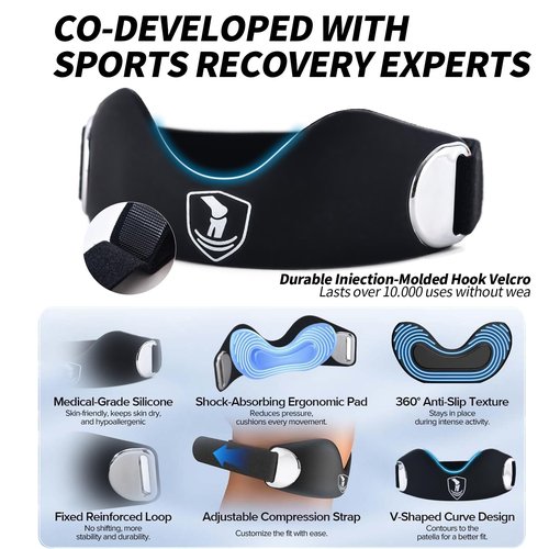 Patellar tendon support strap2 Pack, helps protect knee support for hiking, soccer, basketball, running, jumping, tennis, cycling ,Volleyball and squats， providing additional support during exercise black