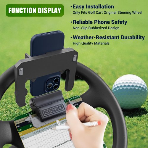 CLUBRALLY Golf Cart Accessories Steering Wheel Phone Mount for Club Car EZGO Yamaha