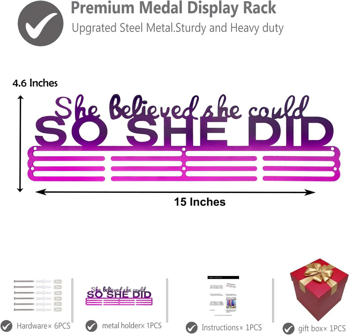 Sports Medal Holder by [Brand Name] - 16" Wall Rack for Awards & Ribbons | Easy to Install Display for Cheer, Gymnastics, Soccer, Softball