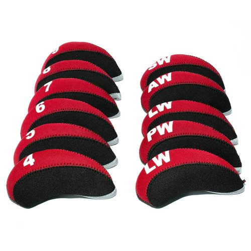 Golf Iron Club Head Covers Headcovers Set 11pcs Wedges Protective Neoprene fits Taylormade Callaway PXG, Lightweight, Lob Wedge,Sand Wedge,#4-9 AW SW PW LW,fits Tayormade M5 M6 (Red-Black)