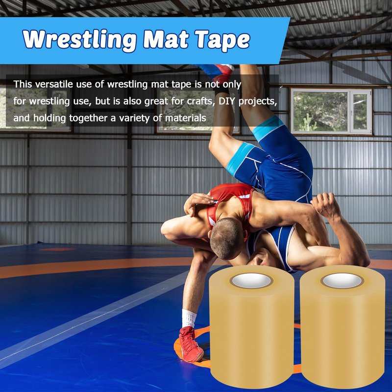 2 Rolls 3.93inch x 66FT Wrestling Mat Tape Clear Gym Floor Tape, PVC Seam Cover Tape for Heavy Duty Wrestling Grappling Exercise Mats