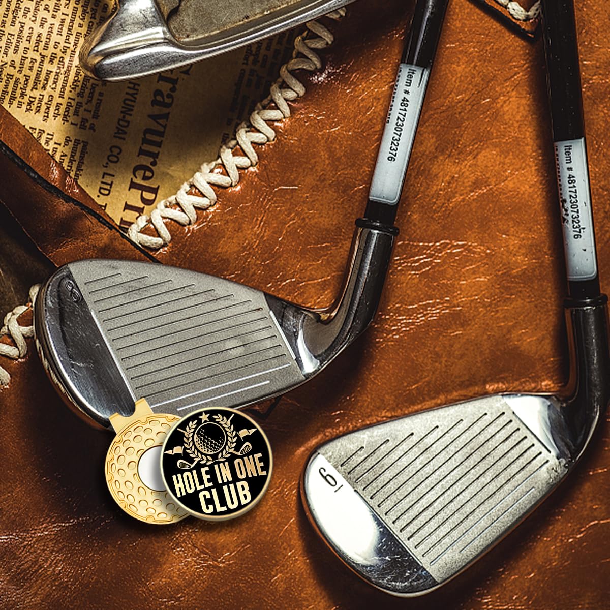 rofiowa Hole in One Club Black Gold Golf Ball Marker with Hat Clip, Funny Golf Accessories for Men Women, Christmas Father's Day Birthday Gifts for Golf Fan Golfer, Novelty Golf Gifts
