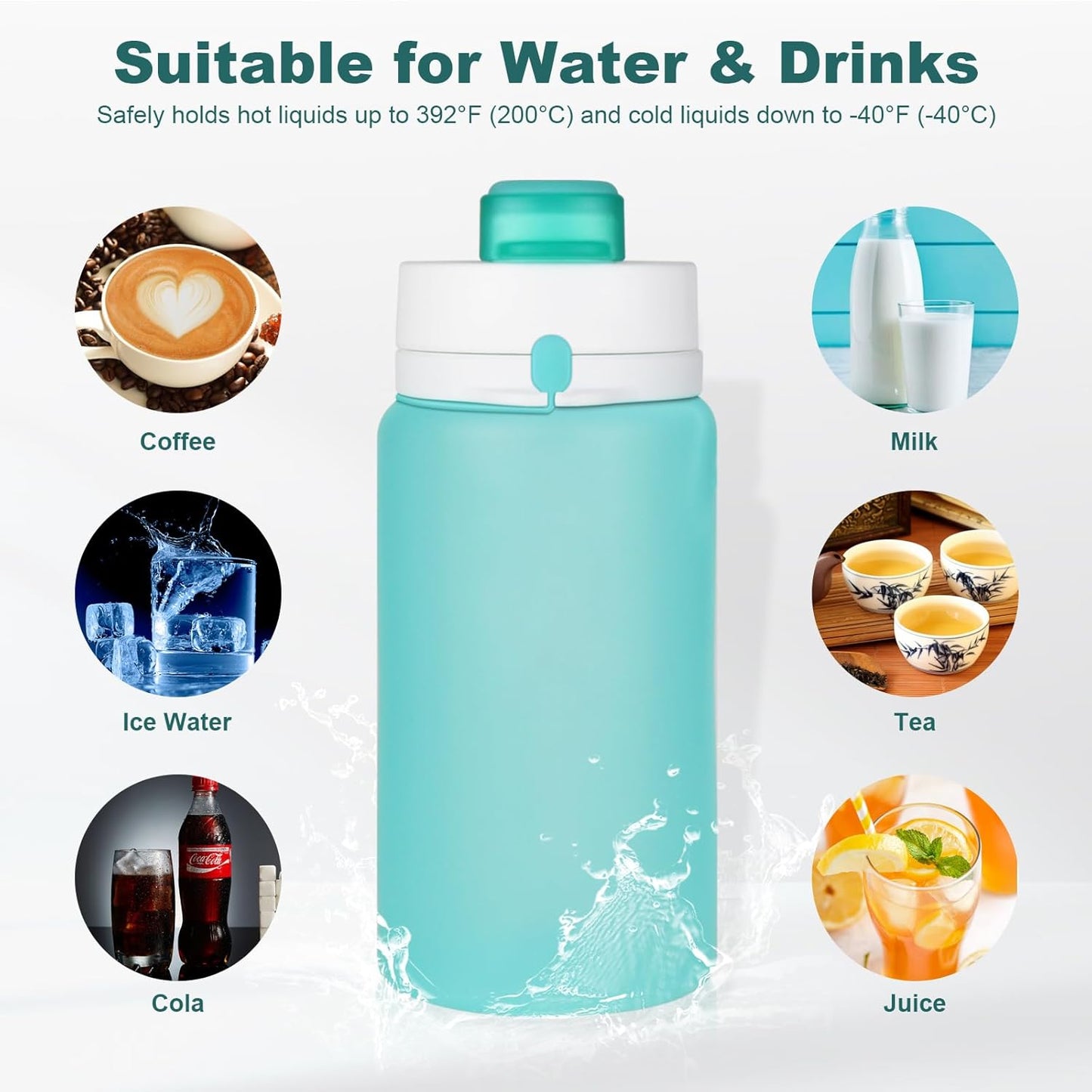 PLTCAT Collapsible Silicone Water Bottle - BPA Free, Lightweight & Leak-Proof | Perfect for Travel, Gym & Hiking