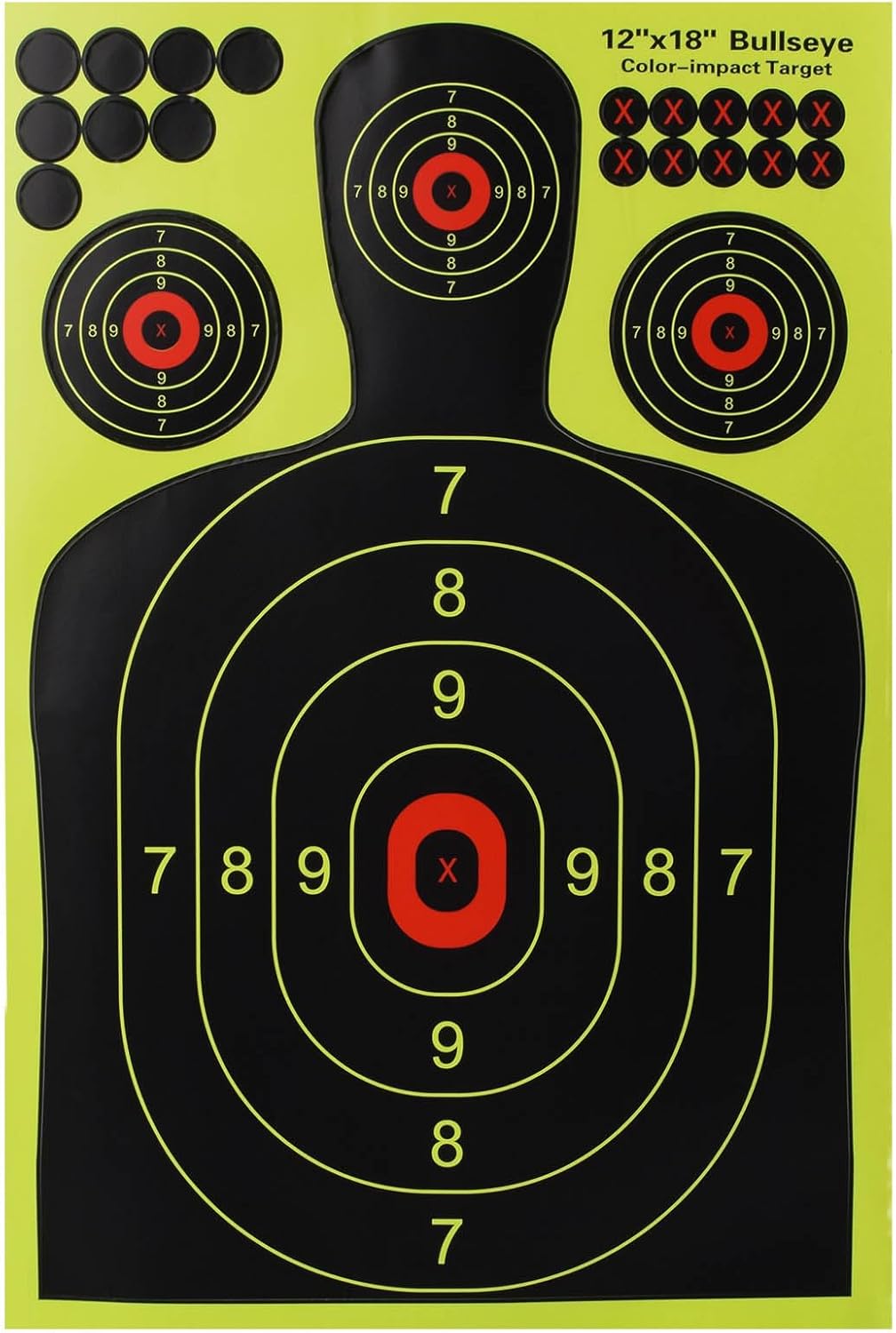 Silhouette Splatter Targets - 12x18 Inch for BB Guns & Airguns | Bright Burst Visibility - 10 Pack