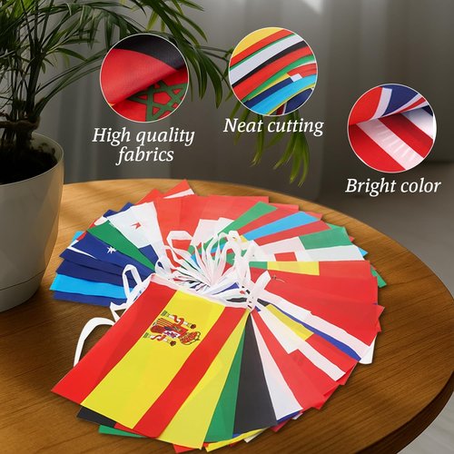 100 Countries String Flag Banner Set - 82Ft Durable Mini Polyester Flags for Party & Event Decor