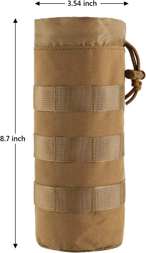 FRTKK Tactical MOLLE Water Bottle Pouch - Drawstring Open Top & Mesh Bottom | Military Hydration Carrier
