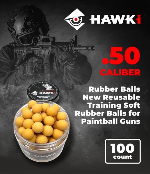 Hawki Rubber Balls - Reusable .50/.43 Cal Soft Training Balls for Paintball Guns | Less Lethal Option