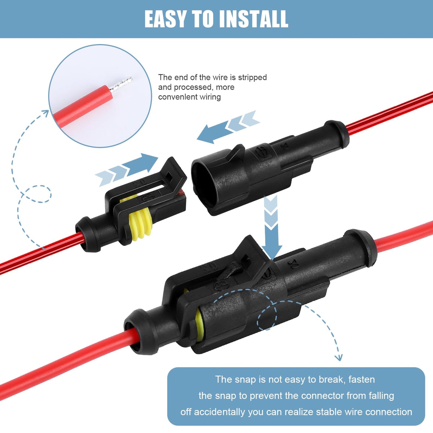 1 Pin Waterproof Wire Connector，18AWG 10cm Male and Female Wire Connector Suitable for Car, Truck, Boat, and Various Applications (5 Pack)