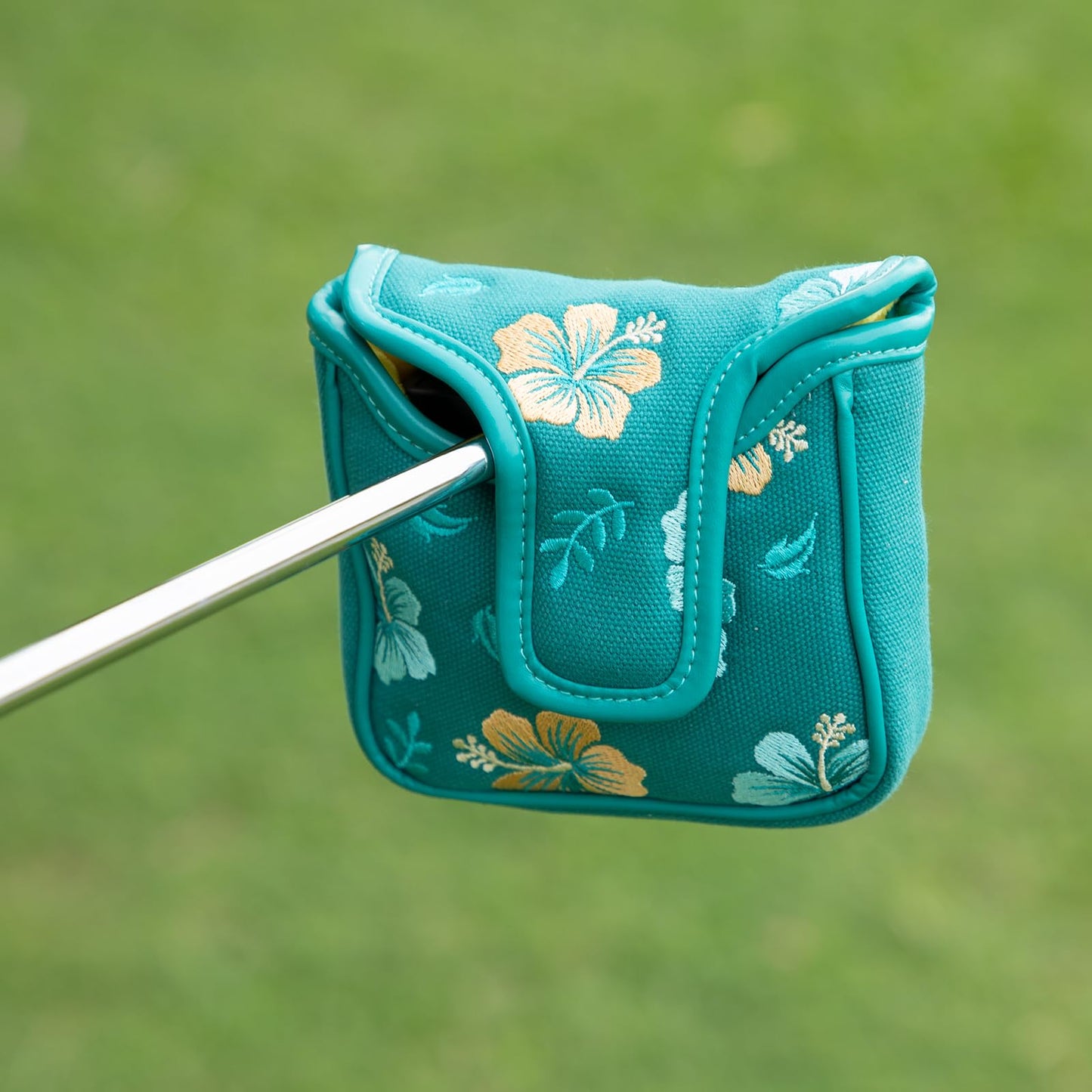 Golf Mallet Putter Headcover, Premium Leather Golf Club Protector - Mallet Putter Cover with Magnetic Closure for Most Brand Golf Blade Putter Cover (Azalea (Canvas Fabric))