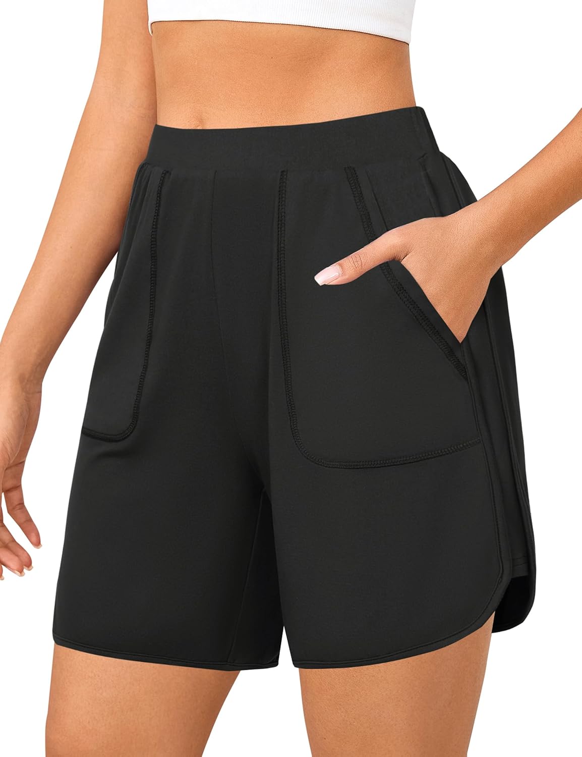 Quenteen Women's Athletic Sweat Shorts - Casual Summer Lounge Style with Elastic Waist & Pocket
