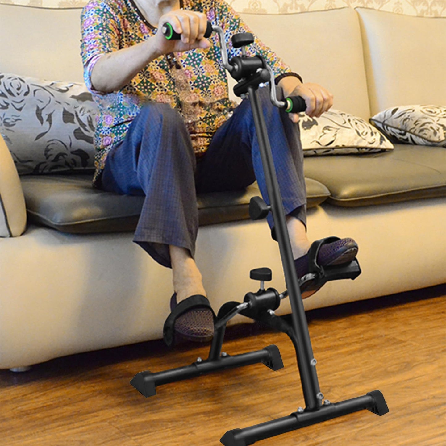 Wilitto Pedal Exerciser Bike, Elderly Exercise Bike,Hand Arm Leg Knee Peddler, Adjustable Fitness Equipment for Seniors, Elderly Home Pedal Exercise Bike for Total Body Black