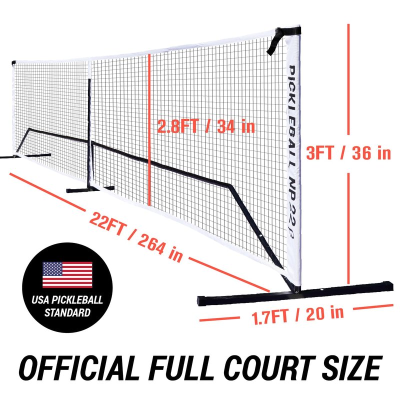 Pickleball Net, Portable Easy Setup 22ft Regulation Size for Outdoor Backyard Home Driveway | Steady Metal Frame Strong PE Net