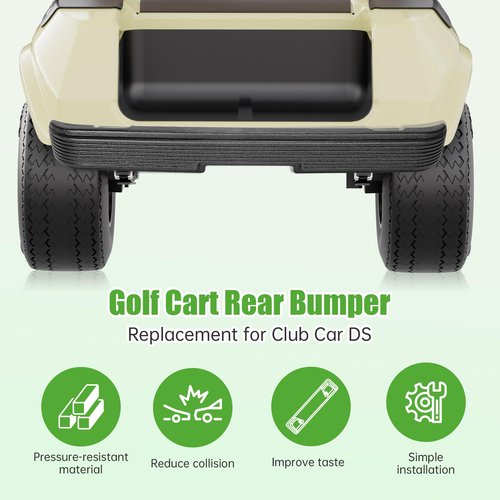 10L0L Golf Cart Rear Bumper for Club Car DS 1993+ Golf Carts, Replaces Parts 1016379