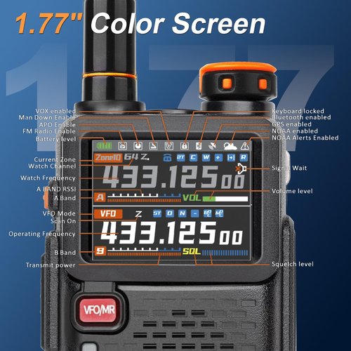 Ham Radio BAOFENG Radio 5RH PRO GPS APRS 10W High Power(4PCS Batteries, 8 Antennas) Walkie Talkies Long Range, Air Band, NOAA Emergency Weather Alarm for Survival Gear Hunting Camping 2 Pack Full Kit