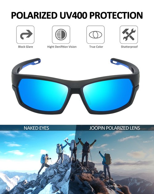 Joopin Blue Sports Sunglasses Polarized UV Protection Wrap Around Sun Glasses Shades for Women Men Running Driving