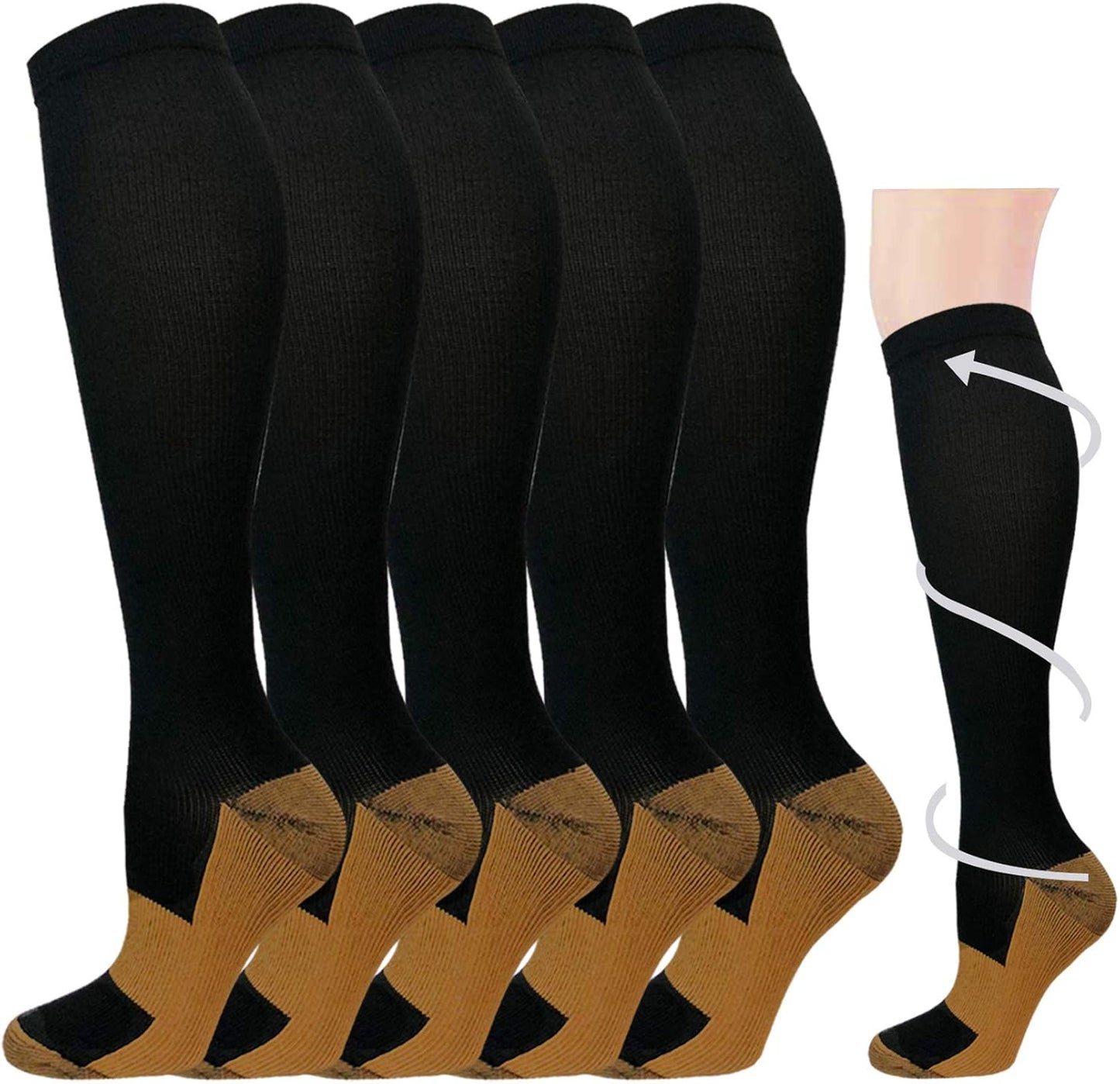 Skiennix Graduated Compression Socks - 20-30mmHg Knee High for Travel, Hiking & Running