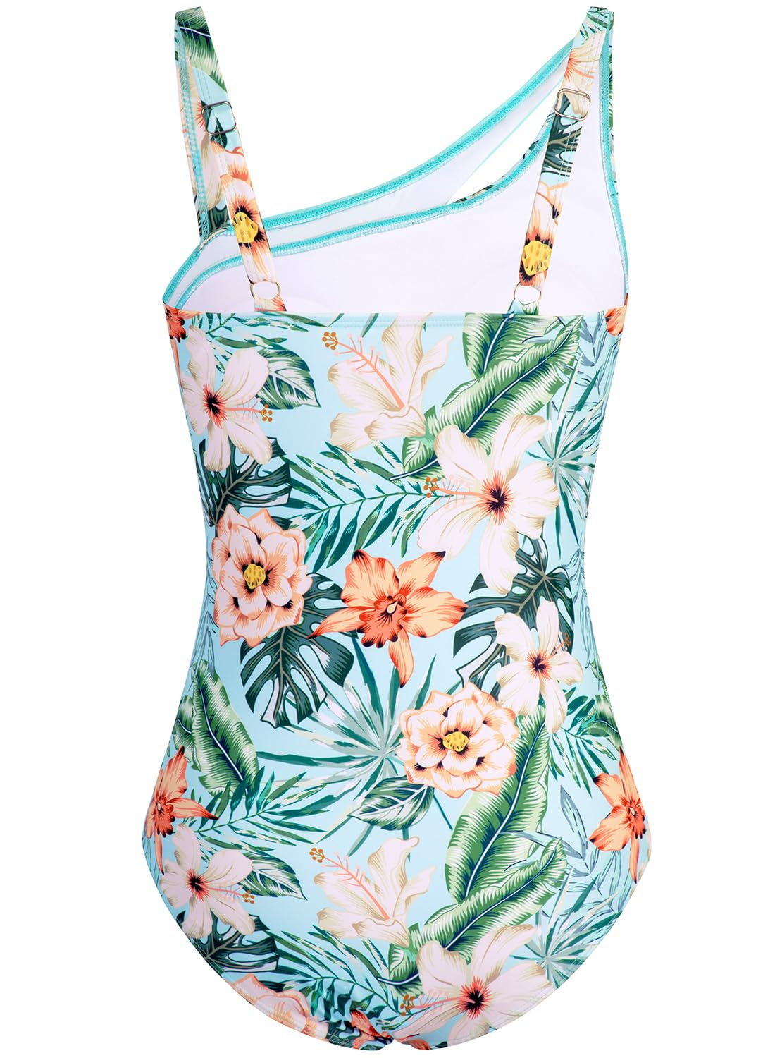 Belovance Girls Swimsuits One Piece Bathing Suit Solid Color Ruched Swimming Suit Tween Summer Modest Beach Swimwear Adjustable Straps Quick Dry Size 13 14 (14Y, Green Floral)