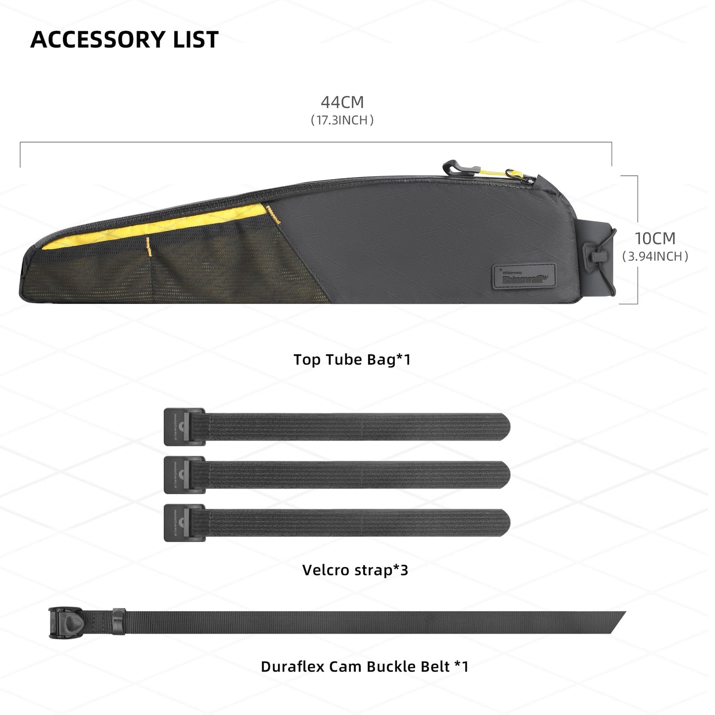 Rhinowalk Bike Top Tube Bag Bike Frame Bag 2.1L Waterproof Bicycle Bag Professional Cycling Accessories for Mountain Road Bike(Large)-Black