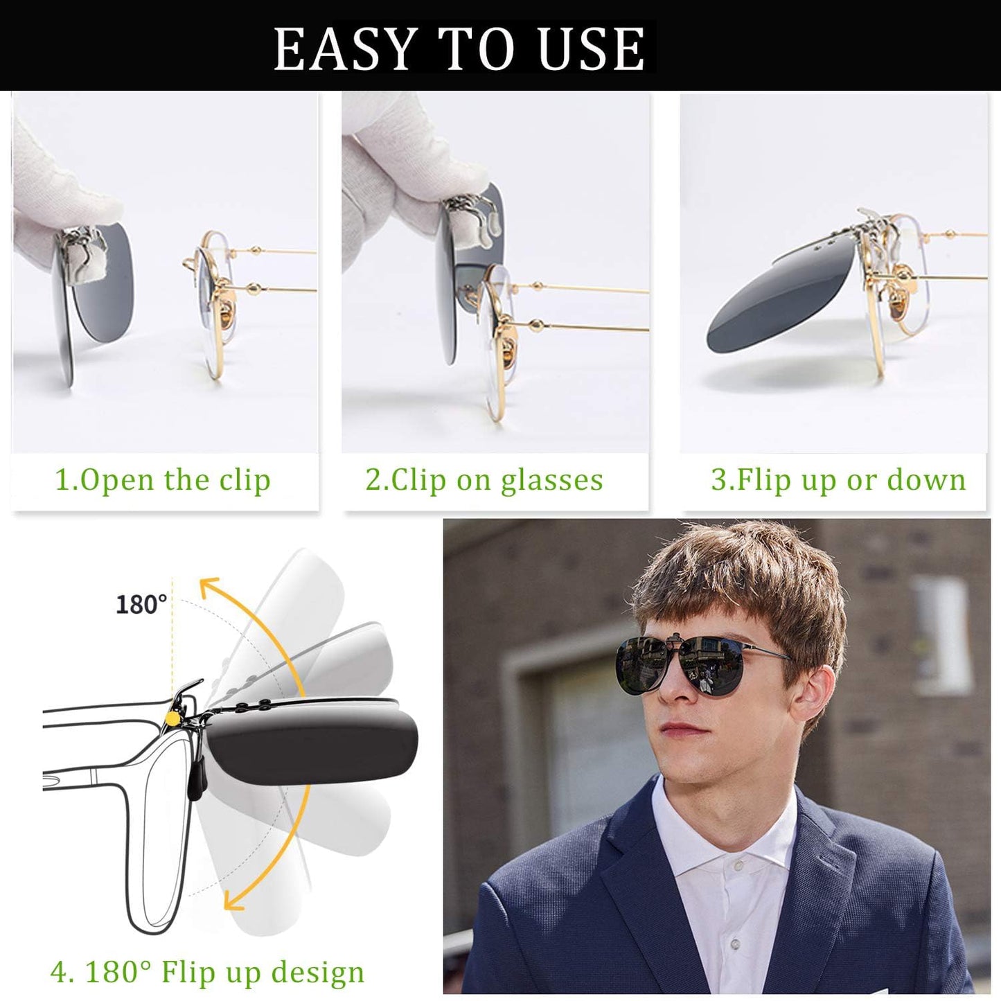 FF FRAZALA Polarized Clip on Sunglasses over Prescription Glasses Anti-Glare UV Protection Driving Fishing (Silver, 0, x)