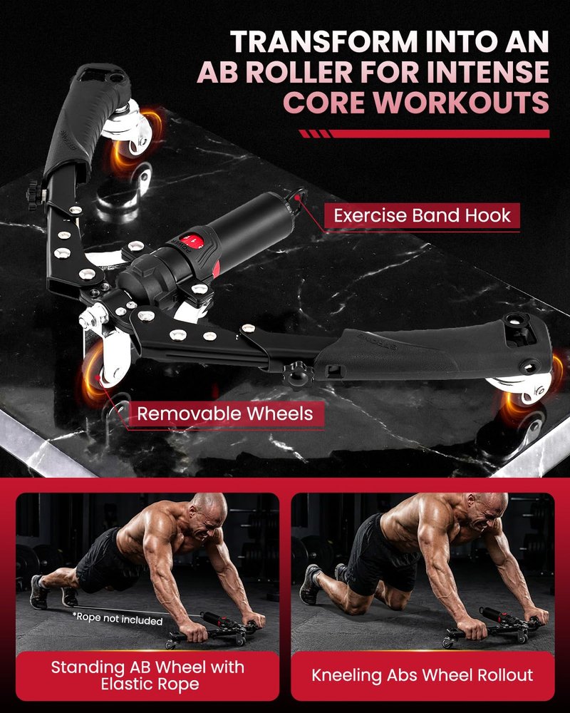 SAKER Twister Arm Trainer, Adjustable Hydraulic Home Gym Equipment for Strength Training, 22-440Lbs Chest Expander with Ab Roller Wheel, Workout Equipment for Men & Women, Arms Chest Core (Black)
