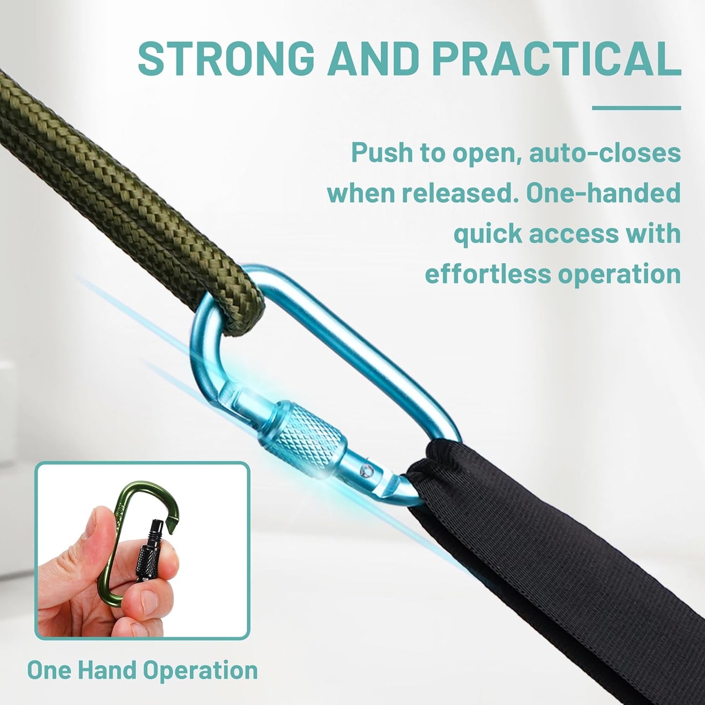Skiennix Multi-Pack Aluminum Carabiner Clips - Ultra-Light Spring & Locking for Keys, Hiking, Outdoor Use