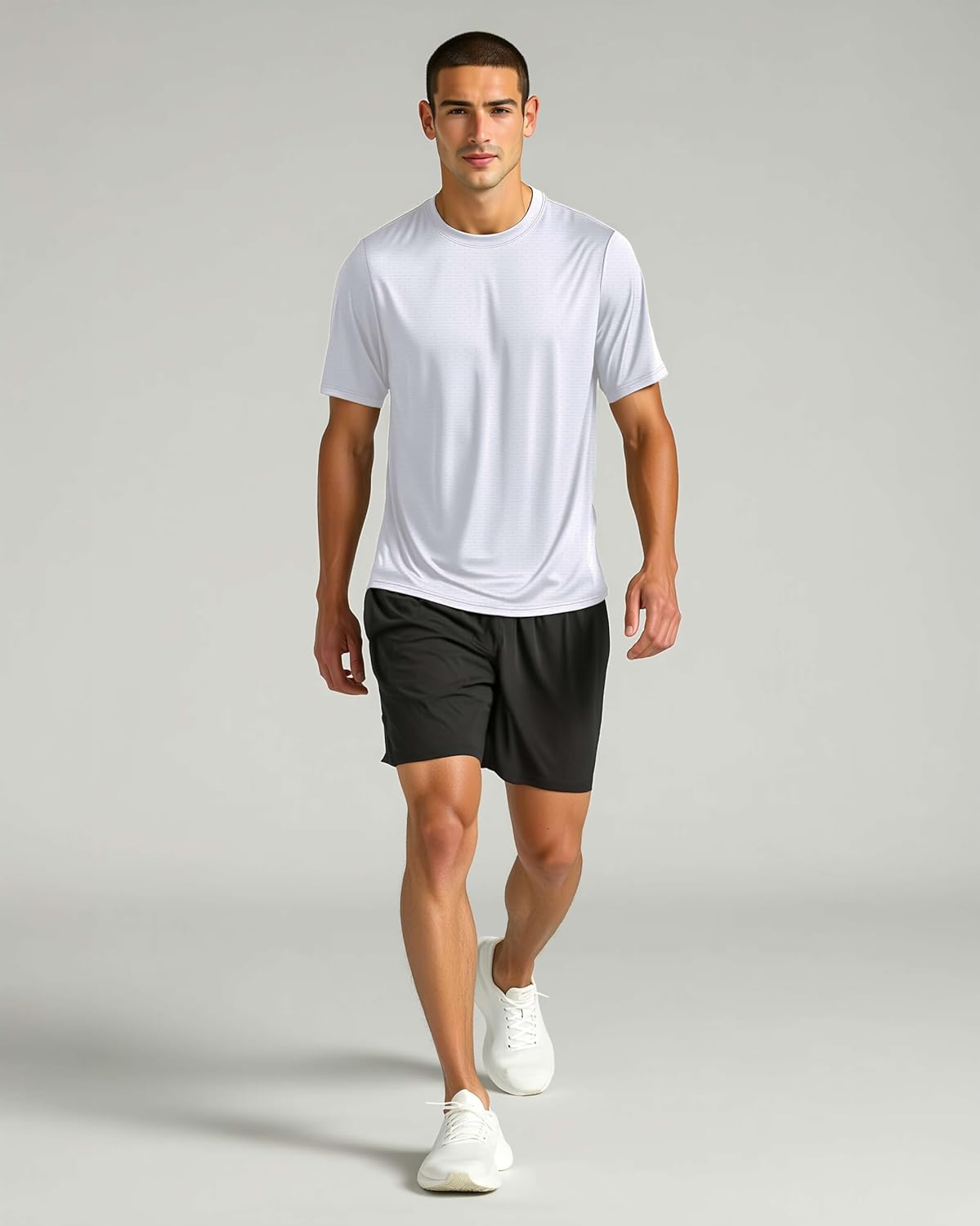 Real Essentials Men's Breeze Tech Crew Neck T-Shirts - 5 Pack Moisture-Wicking Athletic Gym Shirts (Big & Tall)