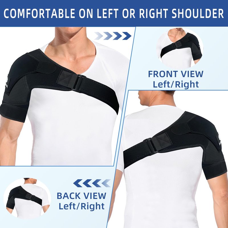 NOSIDAK Shoulder Brace - Shoulder Compression Sleeve Immobilizer & Support Wrap for Torn Rotator Cuff, Glenoid Labrum Tear, Dislocated AC Joint, Tendonitis, Bursitis, Subluxation