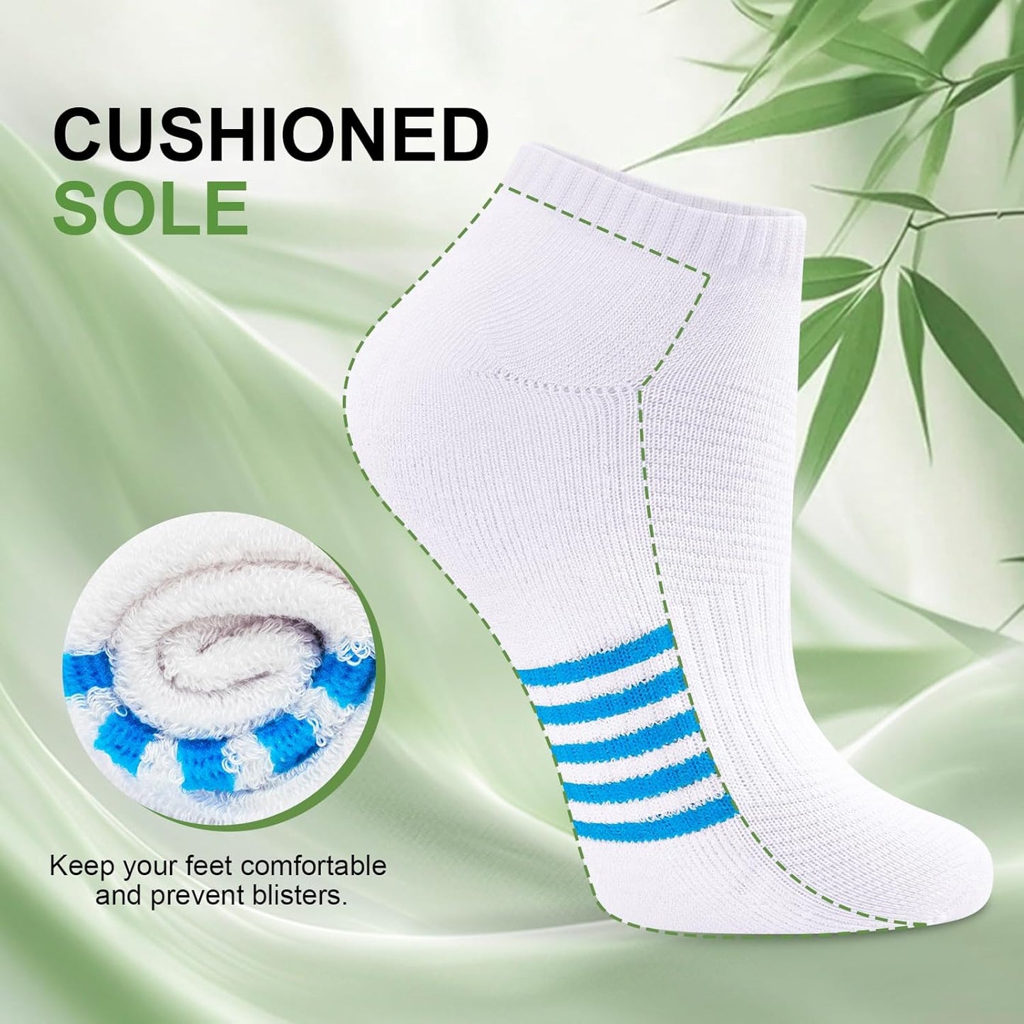 Skiennix Ankle Socks for Women - 12 Pairs Bamboo Viscose, Breathable & Cushioned, Low Cut Athletic Socks