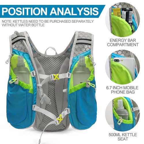 Hydration Pack Backpack, IX INOXTO Running Hydration Vest with 1.5L ( 50 oz) Water Bladder for Men Women, Lightweight Water Backpack for Hiking Cycling Climbing Camping (Light Blue)