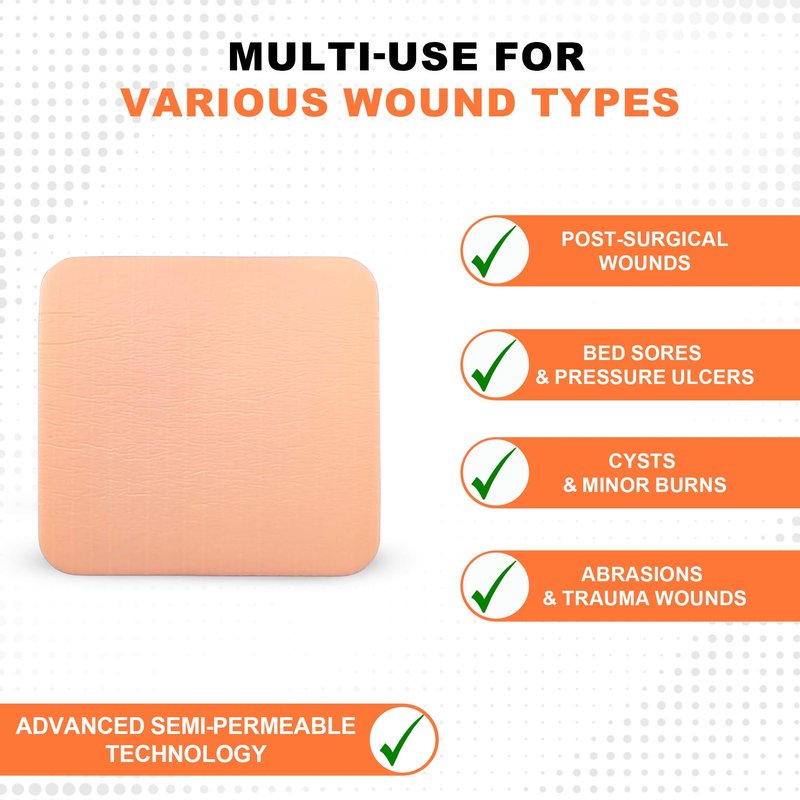 MedVance Silver Foam Ag Sterile Highly Absorbent Dressing with PU Backing, 4"x 4", 5 dressings/Box, 5 Count (Pack of 1)