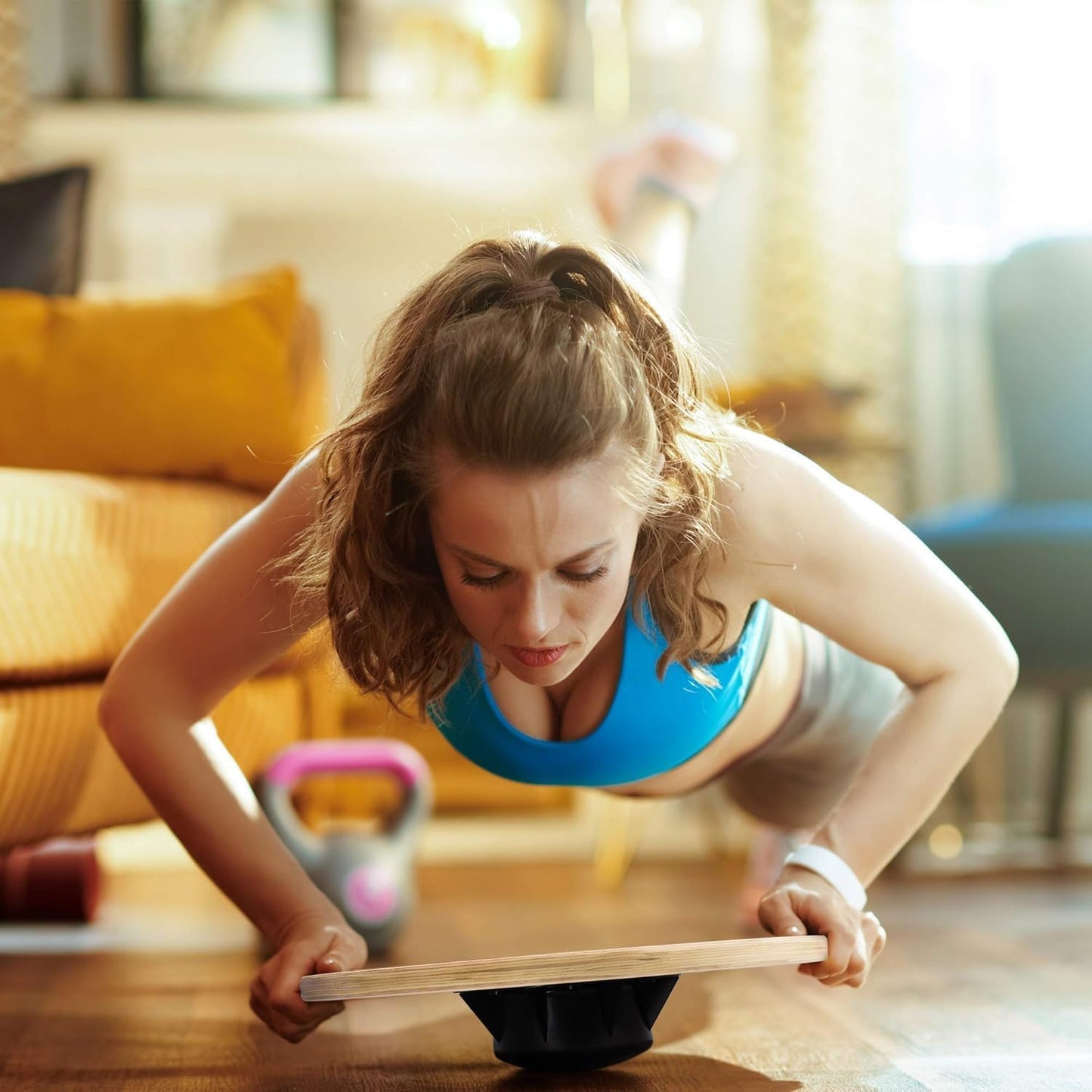 Yes4All 300lbs Wooden Wobble Board - 360-Degree Balance Trainer for Adults | Anti-Skid Design