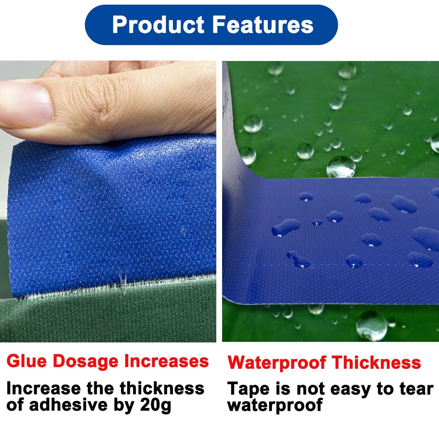 KAIHENG Tarpaulin Repair Tape, 3.15IN*16.4FT Blue Waterproof Tarp Repair Tape Patch, Heavy Duty RV Covers Tent Repair Tape for Truck Camper Travel Trailer Boat Covers