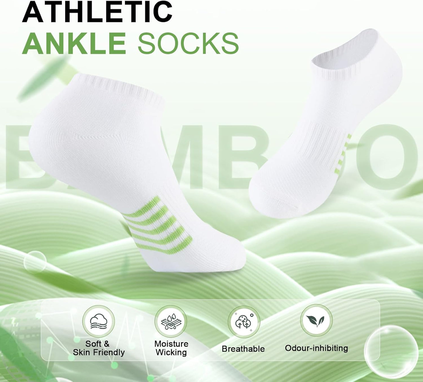 Skiennix Ankle Socks for Women - 12 Pairs Bamboo Viscose, Breathable & Cushioned, Low Cut Athletic Socks