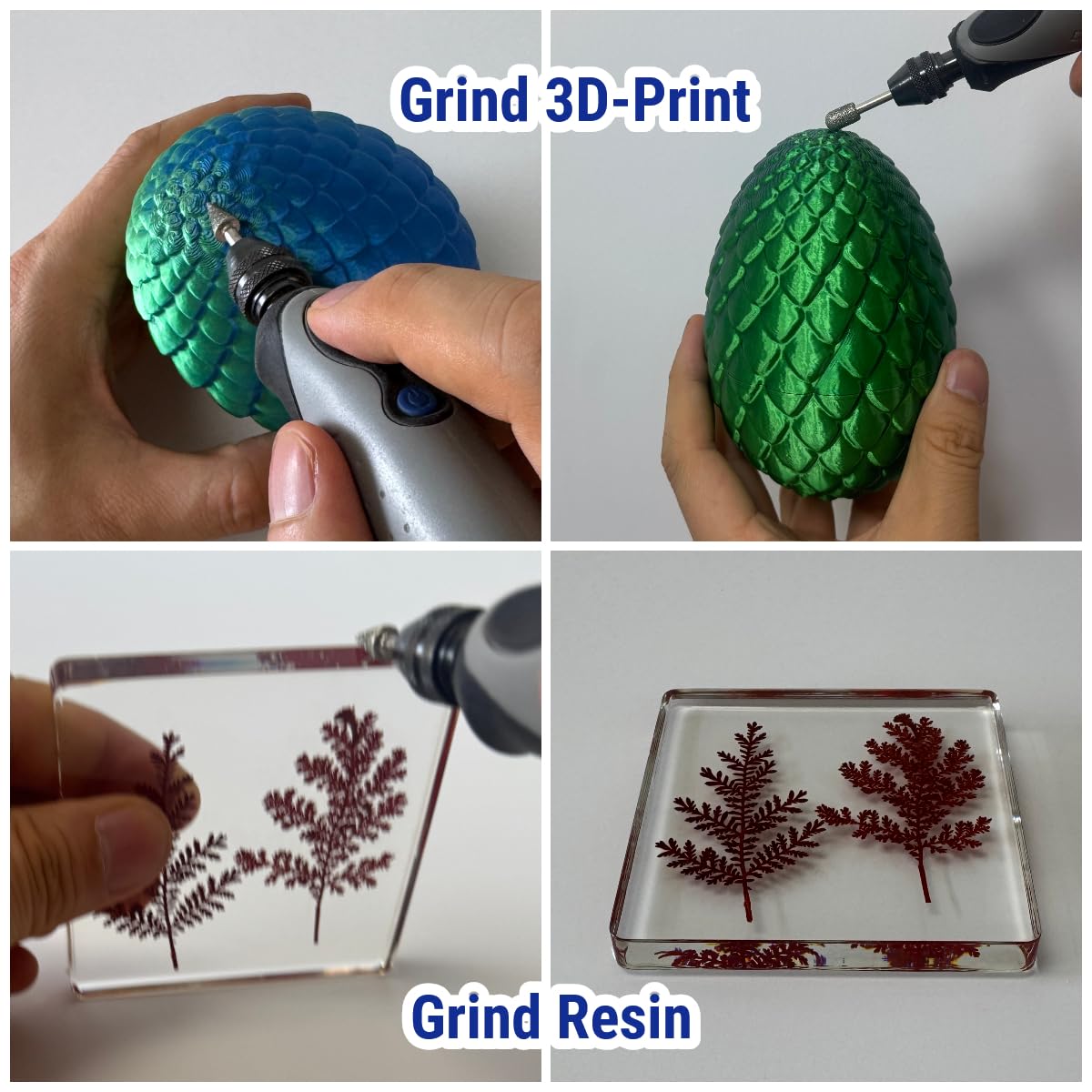 20Pcs 60-Grit Diamond Grinder Bit 1/8" Shank Compatible with Dremel Rotary Tool Attachment Accessories Grinding Burrs for Stone Glass Resin Porcelain Ceramic Quartz Glaze Steel Carve Engrave Polish