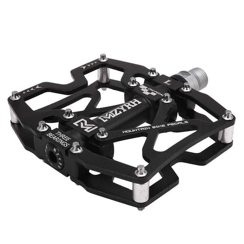 MZYRH Mountain Bike Pedals, Ultra Strong Colorful CNC Machined 9/16" Cycling Sealed 3 Bearing Pedals(Black 3 Bearings)