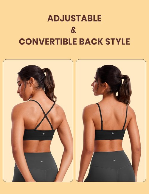 CRZ YOGA Butterluxe V-Neck Sports Bra for Women - Adjustable Straps & Padded Comfort | Basic Wireless Top
