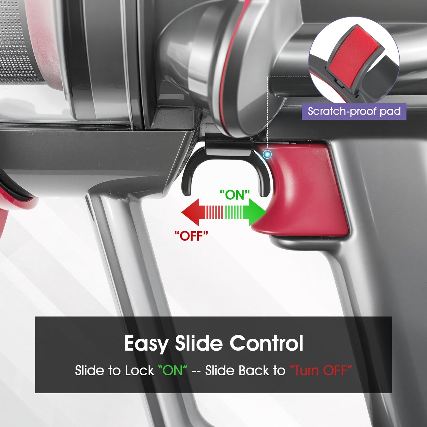 Trigger Lock fits for Dyson Vacuum — Adhesive Power Button Clip ON/OFF Switch Lock Attachment; Fits Most Models V15/V11/V10 (Not for V6/V7/V8/DC Series) — Relieves Finger Pain from Keeping Pressed