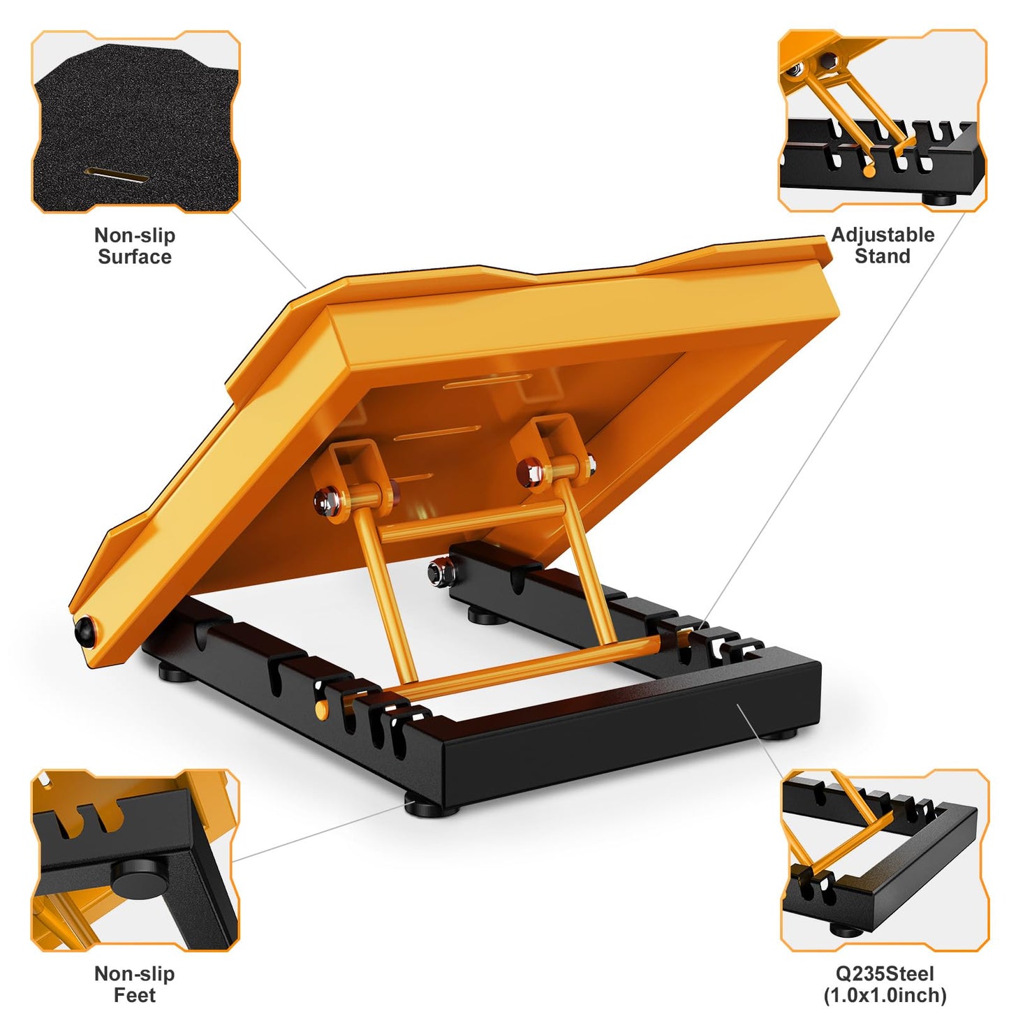 YONKFUL Steel Slant Board Calf Stretcher, 600 Lbs Weight Capacity 5-Level Adjustable Incline Board Squat Wedge Achilles Ankle Stretcher Non-Slip Surface for Squat, Fitness, Physical Therapy, Yellow