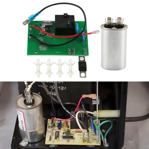 36 Volt Charger Control Circuit Board & 4uF 660VAC Capacitor Combo Set for Ezgo Powerwise Golf Club Cart, for 1994-Up Car Replaces# 11560G1 11560G2 17077G1 28667G01 28566G01 28566-G01