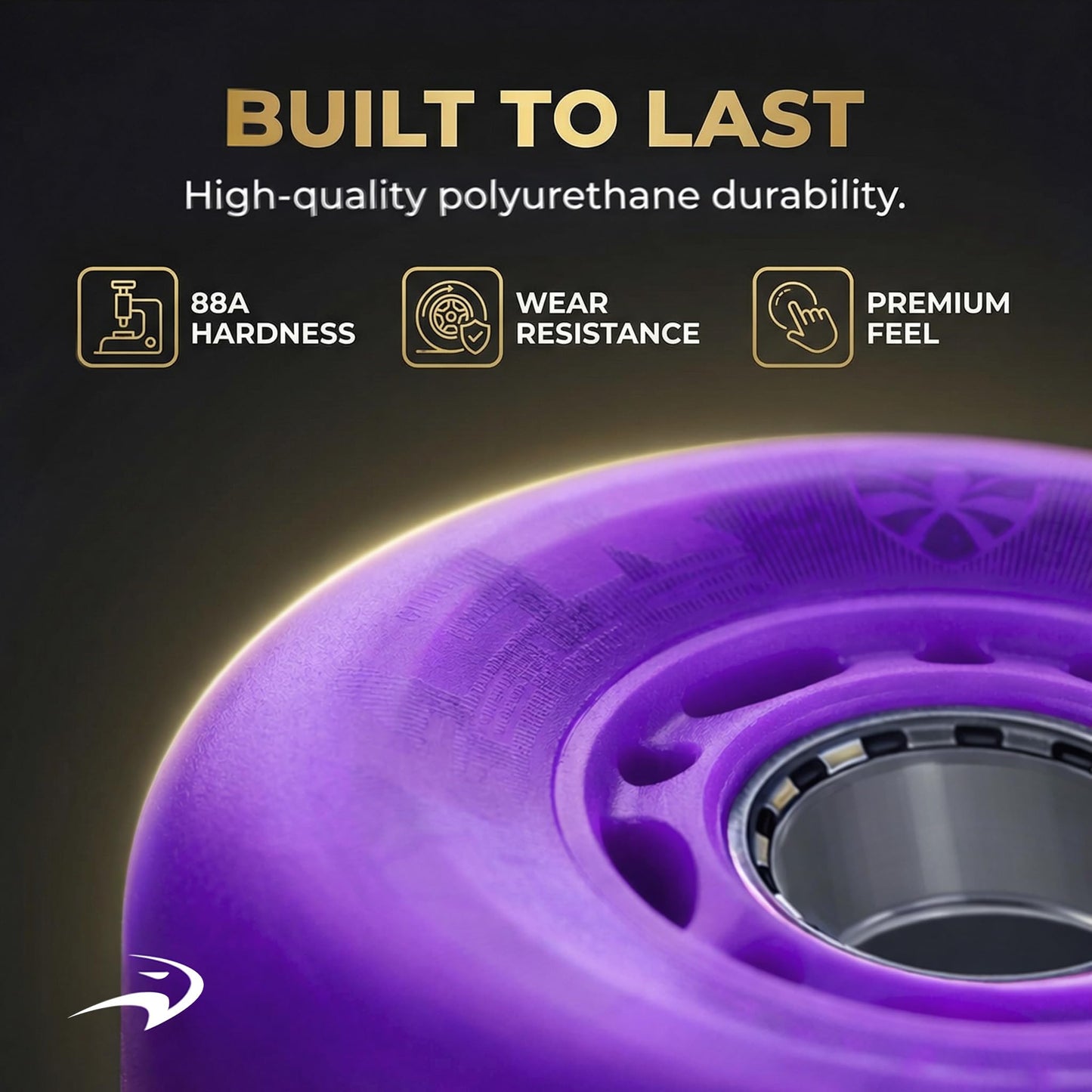 Flying Eagle LazerWheelz - Light Up Inline Skate Wheels Indoor or Outdoor Use, 80mm 8 Pack of Purple 88A Hardness LED Lights for Roller Skate Wheels Replacement, Adult Inline Accessories