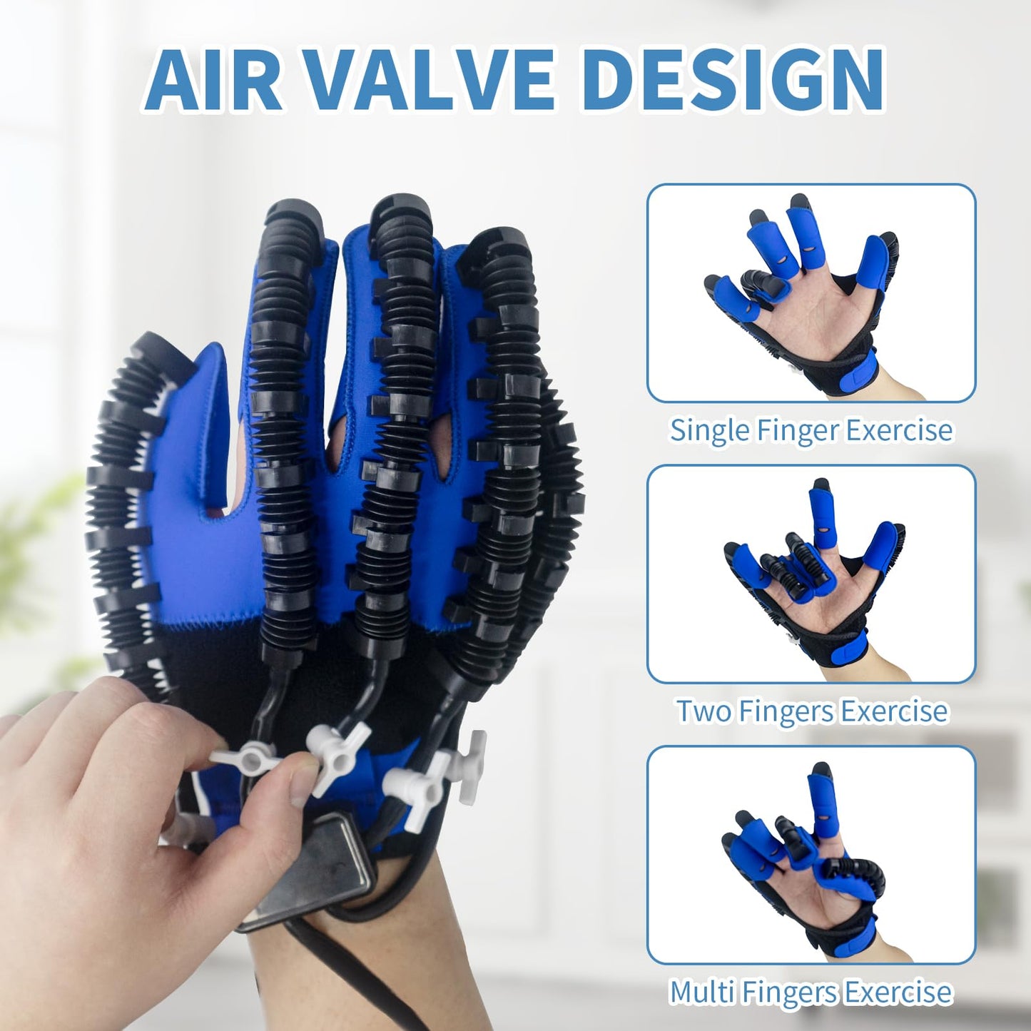 Hand Rehabilitation Equipment, Therapy Gloves for Stroke Hand Recovery Device, Robotic Rehab Glove for Finger Training, Adjustable Strength Hands Exerciser