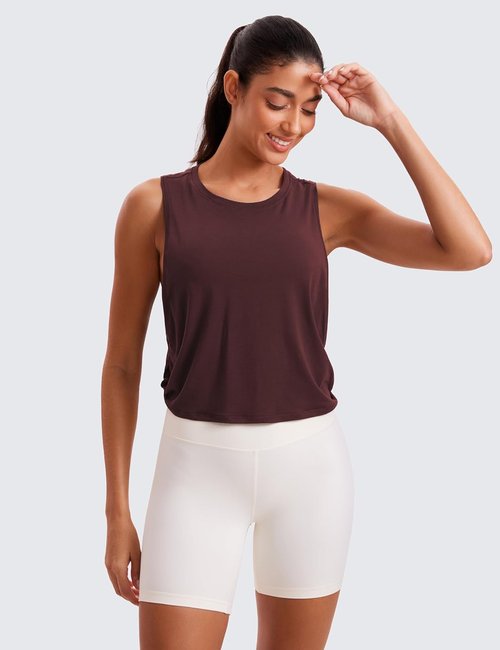 CRZ YOGA Pima Cotton Tank Tops for Women - Loose Fit Sleeveless Workout Shirts | Athletic Gym Wear
