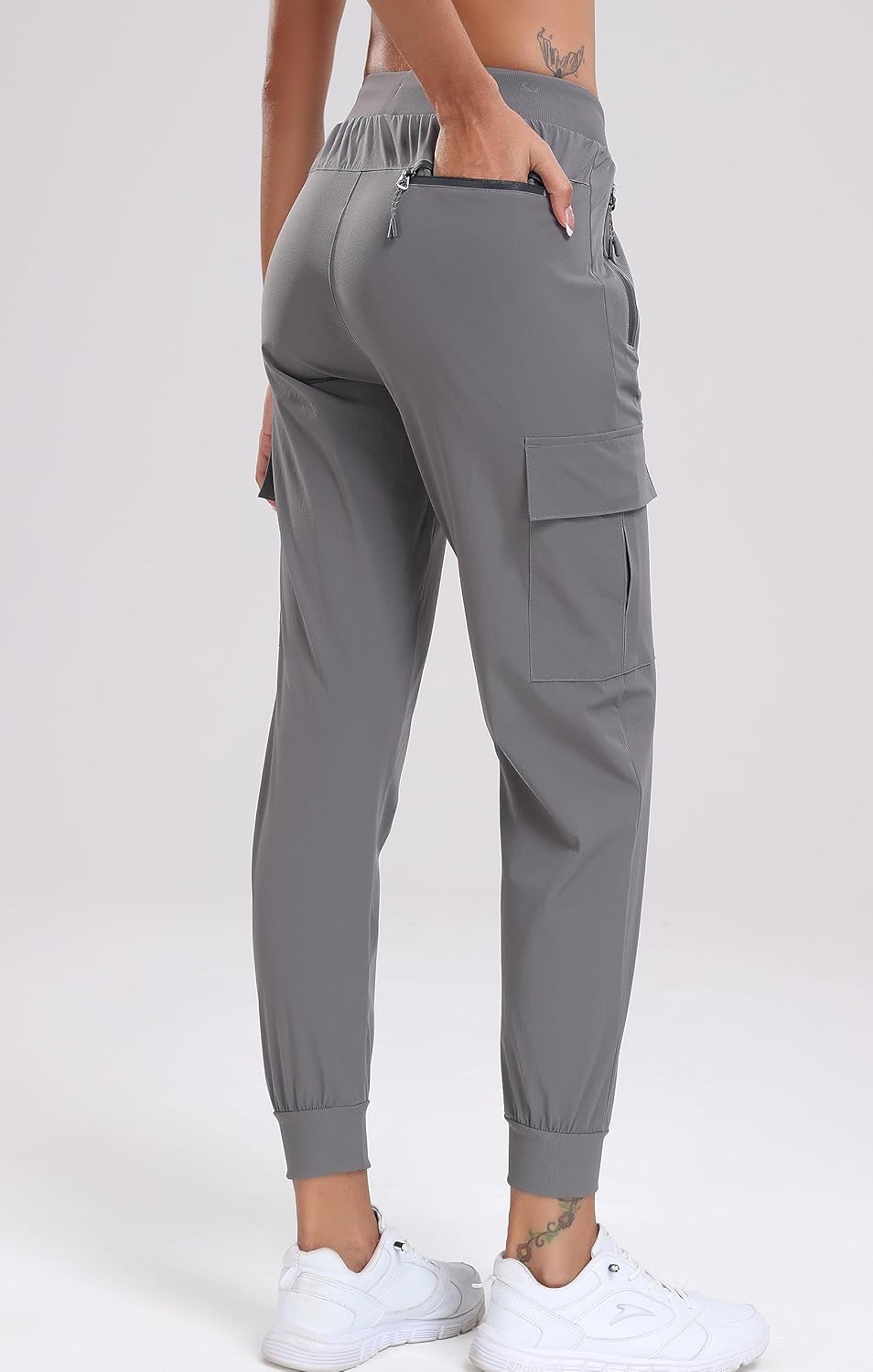 Oalka Women's Cargo Hiking Pants - Lightweight Quick-Dry Travel Joggers with Pockets