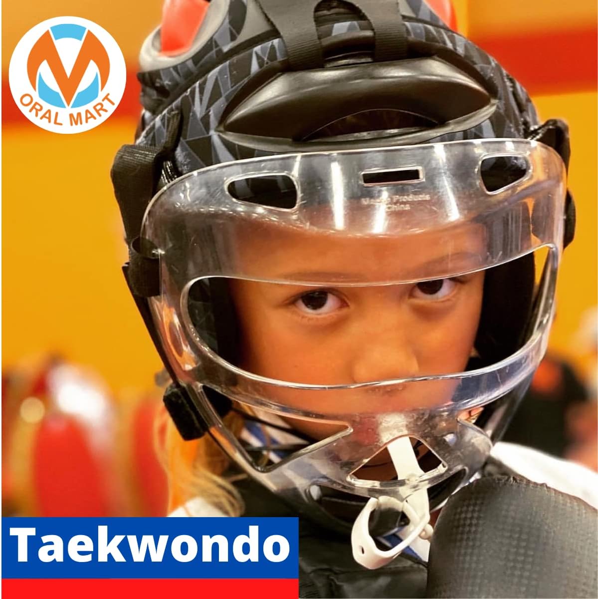 Oral Mart Strapped Mouth Guard - USA Flag Design | Ideal for Football, Lacrosse, Ice Hockey & Taekwondo - Youth & Adult Sizes Available